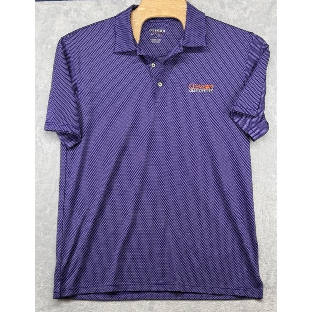 Oxford Very Cool Clemson Tiger Polo Shirt Purple‎ Geometric Men's Size L